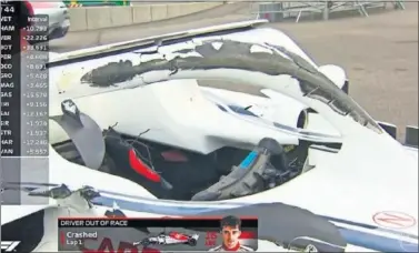  ??  ?? RESULTADO. Así quedó el Halo del Alfa Romeo Sauber de Leclerc tras el impacto del McLaren de Alonso.