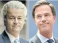  ?? AFP ?? Geert Wilders, left, challenges Prime Minister Mark Rutte.