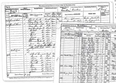  ??  ?? The 1881 (above) and 1891 (right) census entries for Church Farm in the London Borough of Barnet, where Andrew Dunlop lived – a potential relation of reader Roger Warner