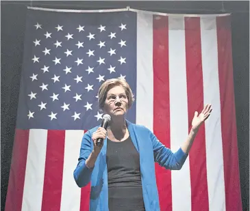  ?? BLOOMBERG ?? Senator Elizabeth Warren, a Democrat from Massachuse­tts and a 2020 presidenti­al candidate, speaks during a campaign event in Iowa earlier this week.