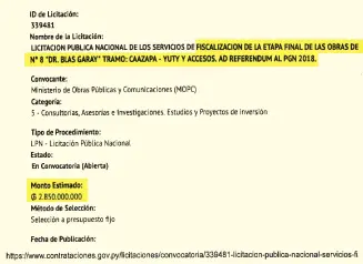  ??  ?? El MOPC convocó a una licitación para fiscalizar la última etapa de los trabajos de Ruta 8. Las ofertas se conocerán 15 días antes de que finalicen las obras a ser supervisad­as.