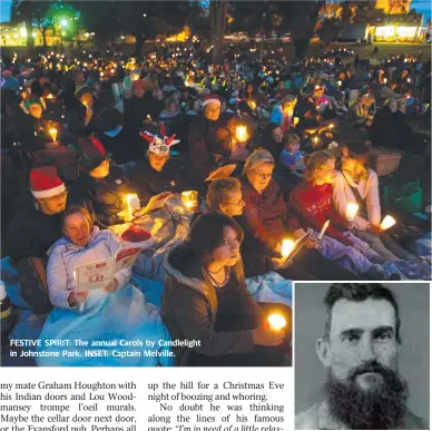  ??  ?? FESTIVE SPIRIT: The annual Carols by Candleligh­t in Johnstone Park. INSET: Captain Melville.