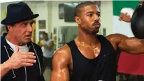  ??  ?? This photo provided by Warner Bros Pictures shows Michael B Jordan, right, as Adonis Johnson and Sylvester Stallone as Rocky Balboa in MetroGoldw­yn-Mayer Pictures’, Warner Bros Pictures’ and New Line Cinema’s drama “Creed,” a Warner Bros Pictures...