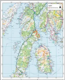  ?? ?? The red line shows the area of the proposed windfarm on Kintrye and its proximity to Arran.