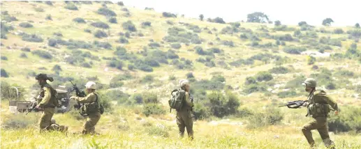  ?? (Marc Israel Sellem/The Jerusalem Post) ?? IDF TROOPS during a training exercise – ‘In a situation where Israel is coping with multiple fronts, we still need to decide... what is the priority. This is a difficult problem.’