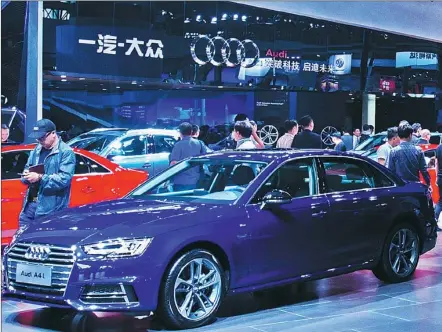  ?? PROVIDED TO CHINA DAILY ?? FAW-Volkswagen displays a localized Audi A4L at the Guangzhou auto show in November.