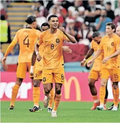  ?? | EPA ?? CODY Gakpo scores the opening goal for the Netherland­s against Qatar yesterday.