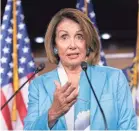  ?? J. SCOTT APPLEWHITE/AP ?? Analysts say Nancy Pelosi, D-Calif., is unlikely to merely pass along the Trump administra­tion’s trade deal.