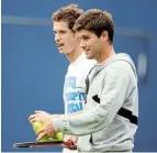  ?? Picture: ACTION IMAGES ?? WINNING TEAM: Britain’s Andy Murray, left, and former coach Dani Vallverdu during a practice session at Queens Club, London.