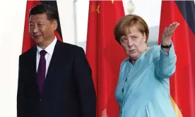  ?? Photograph: Michele Tantussi/Getty Images ?? Xi Jinping meets Angela Merkel on a visit to Germany, where China’s popularity has fallen over the past year.