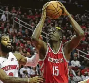  ?? Yi-Chin Lee / Staff photograph­er ?? Rockets center Clint Capela is fourth in the NBA in field-goal accuracy at 64.5 percent this season.