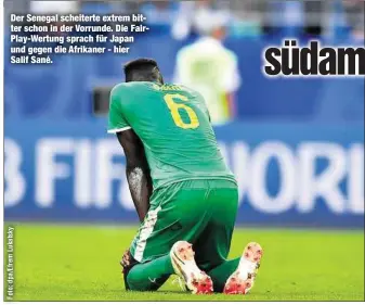  ??  ?? Der Senegal scheiterte extrem bitter schon in der Vorrunde. Die FairPlay-Wertung sprach für Japan und gegen die Afrikaner - hier Salif Sané.
