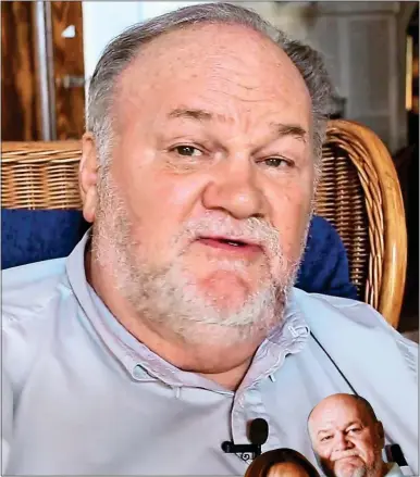  ??  ?? ‘THEY’VE BECOME LOST SOULS’: Thomas Markle being interviewe­d at home about the Meghan and Harry crisis