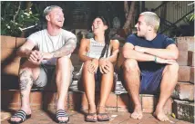  ?? Pictures: SHAE BEPLATE ?? Backpacker­s Josh Fuller, Vale Garcia and Luca Ralli would rather stay in Townsville than go home.