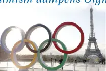  ?? PHOTO BY LUDOVIC MARIN/AFP ?? OLYMPIC BUILDUP
The Olympic rings installed on the Esplanade du Trocadero near the Eiffel Tower following Paris’ nomination as host for the 2024 Olympics, Sept. 14, 2017 in Paris. Jan. 26, 2024 marks the sixmonth countdown to the opening ceremony kicking off the Paris 2024 Olympic Games which begin on July 26, 2024.