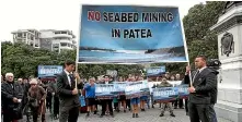  ?? MONIQUE FORD/ STUFF ?? Protestors from Nga¯ ti Ruanui during a 2016 protest at Parliament grounds against seabed mining off Pa¯ tea.