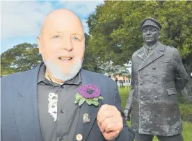  ?? ?? Selwyn Hawthorne, instigator of the Dolly the War Horse Trust and leading the push behind the Dolly remembranc­e statue.