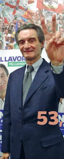  ??  ?? Vincitore Attilio Fontana, avvocato, 65 anni, già sindaco leghista di Varese e presidente Anci, è il nuovo presidente della Regione Lombardia (foto Gerace)