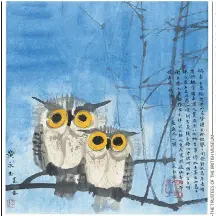  ??  ?? To whit... Chinese artist Huang Yongyu’s work Two Owls was a protest against his country’s government; below, a different take on modern US politics