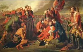  ?? ?? A painting of British General James Wolfe’s death at Quebec in 1759.