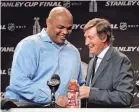  ?? CHUCK BURTON/AP ?? Hockey legend Wayne Gretzky says a push from his friend, Basketball Hall of Famer Charles Barkley, helped push him into a broadcasti­ng career.