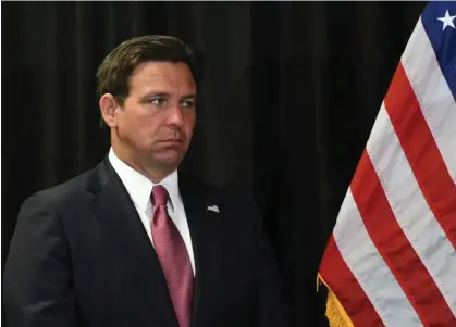  ?? ?? Ron DeSantis attends a press conference in Sanford, Florida, on 8 April 2024. Photograph: Paul Hennessy/Sopa Images/Rex/Shuttersto­ck