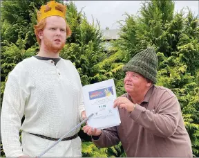  ?? ?? MUSICAL FUN: Stawell Performing Arts Company’s Tyler Wineberg, playing King Arthur, left, and Greg Little, as sidekick Patsy, ham it up in preparatio­n for the company’s production of Spamalot.