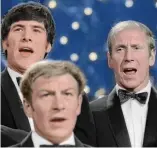 ??  ?? On song (from left): Emlyn Hughes, Ralph Coates and Bobby Charlton