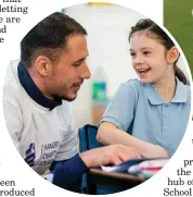  ??  ?? Rangers defender Nikola Katic pays a visit to St Mary’s Primary School, while right, the tuck shop programme for two city hospitals