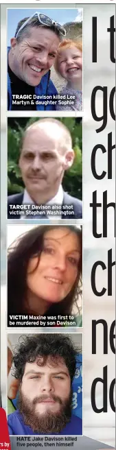  ?? ?? TRAGIC Davison killed Lee Martyn & daughter Sophie
TARGET Davison also shot victim Stephen Washington
VICTIM