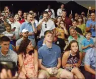  ?? STAN HUDY - SHUDY@DIGITALFIR­STMEDIA.COM ?? Shenendeho­wa graduate Kevin Huerter (center) anxiously awaits his name to be called during the first round of the 2018 NBA Draft. Far left, Thomas Huerter Jr., Erin Huerter, Kevin, Meghan Huerter and Tom Huerter, Sr.