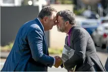  ?? PHOTO: ANDY JACKSON/STUFF ?? Regional Economic Developmen­t Minister Shane Jones meets Anglican Bishop Philip Richardson at the Taranaki Cathedral of St Mary. Jones has pledged $5m to the redevelopm­ent of the church.