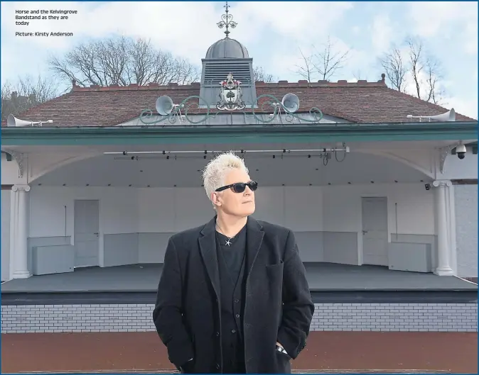  ??  ?? Horse and the Kelvingrov­e Bandstand as they are today Picture: Kirsty Anderson