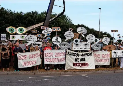  ?? ?? Members of BAAN staged a protest outside Bristol Airport on Wednesday