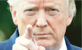  ?? ALEX BRANDON/AP ?? President Donald Trump points to a reporter for a question Friday as he meets with the press on the South Lawn of the White House.