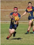  ??  ?? Tom Springate fires off a pass. looks for a runner to take possession of the ball at Gold Park.