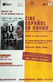  ??  ?? INVITATION to the opening screening of Cine Español En Davao