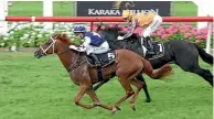  ?? PHOTO: TRISH DUNELL ?? Rosie Myers, pictured here riding Scott Base to win the Karaka Million, has been replaced for the New Zealand Derby by Vinnie Colgan.