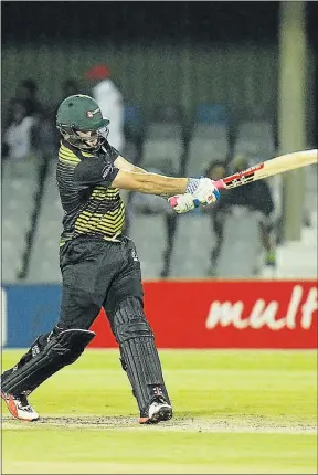  ?? Picture: MICHAEL SHEEHAN ?? MASTER BLASTER: Jon-Jon Smuts of the Warriors smacks the ball during their T20 Challenge match against the Dolphins at Buffalo Park in East London