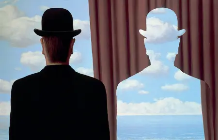  ??  ?? Essere e tempo «Decalcoman­ia» di René Magritte