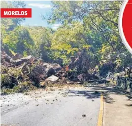  ?? OFELIA ESPINOZA/EL SOL DE CUAUTLA ?? Derivado de las lluvias en el estado, se registró un derrumbe en un cerro, lo que provocó el cierre de una vialidad dentro del Centro Vacacional IMSS Oaxtepec