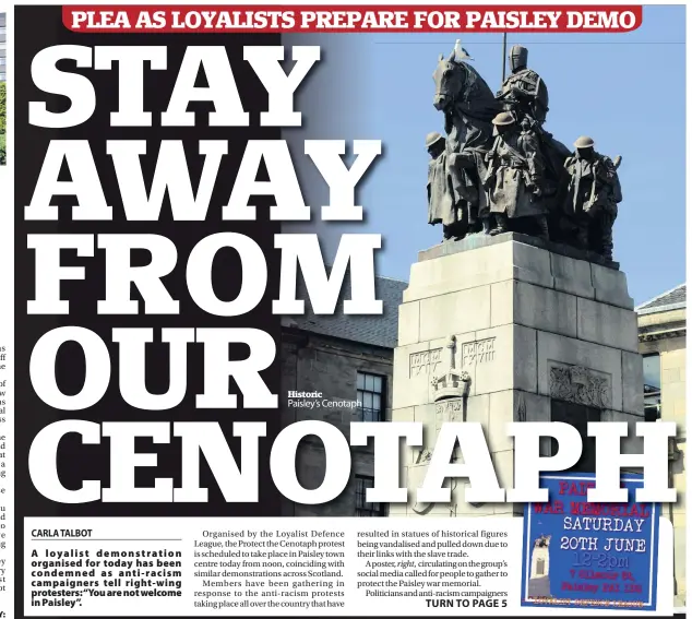  ?? Historic
Paisley’s Cenotaph ??