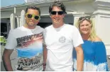  ??  ?? FAN FEVER: Dennis Barnardo, left, Stephen Stacey and Lesley Lynch wait to enter the Boardwalk ICC for Johnny Clegg’s ‘The Final Journey’ tour on Saturday