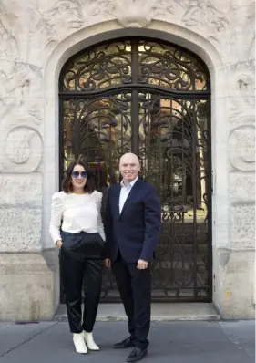  ??  ?? ABOVE, TOP LEFT: Tim and Breda outside the main door to their apartment buiding in the Bastille district. The building was built in the 1850s, and is typical of what’s known as the Haussmanni­an period, with its stone facade and wroughtiro­n features