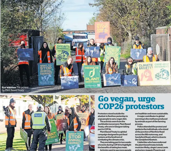  ?? ?? Eco warriors The protest by Plant Based Treaty
Checks Police officers were in attendance