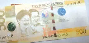  ??  ?? THE CENTRAL BANK released yesterday bills bearing President Rodrigo R. Duterte’s signature.