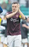  ?? ?? Lawrence Shankland applauds Jambo fans at Celtic Park