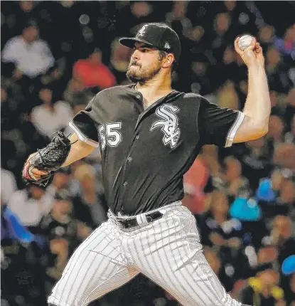  ?? JON DURR/GETTY IMAGES ?? Sox left-hander Carlos Rodon pitched 4‰ innings and allowed four runs and six hits Friday against the Angels.