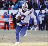 ?? Nam Y. Huh / Associated Press ?? Quarterbac­k Josh Allen and the Bills currently hold the No. 1 seed in the AFC, but they could finish as low the third seed if they lose to the Bengals this week.