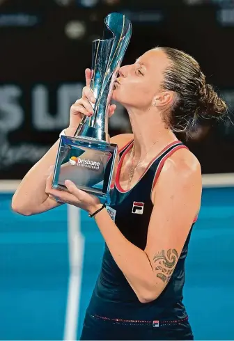  ?? FOTO PROFIMEDIA ?? Takto slavila Karolína Plíšková triumf v Brisbane. Naváže na něj také na Australian Open?